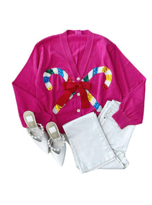 Candy Cane Bow Cardigan