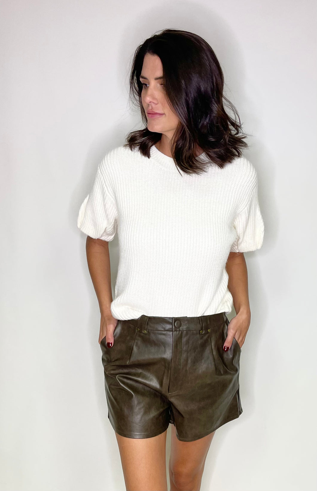 Chocolate Faux Leather Shorts